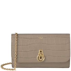 Mulberry Amberley Clutch Cashmere Taupe Shiny Small Croc